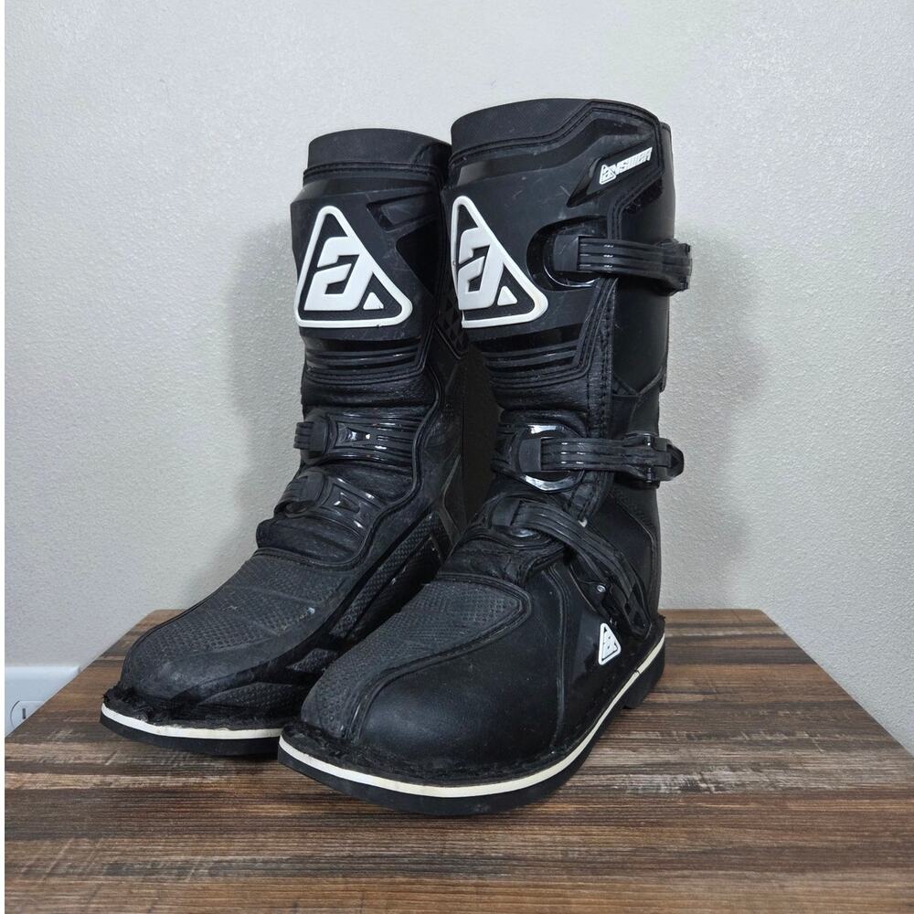 Answer Racing AR1 Youth Racing Boots Black & White Size Y6 Motocross